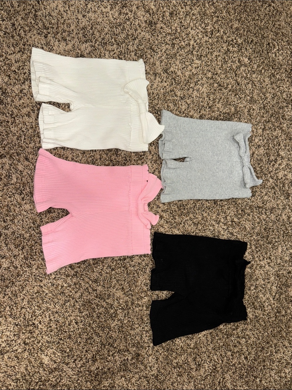 Kids Ribbed Knit Shorts - Pink, White, Gray & Black - Picture 1 of 3